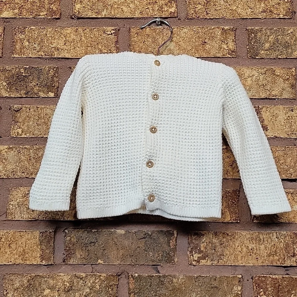 Carter's White Knitted Cotton Hooded Cardigan SIZE 12 Months Like New